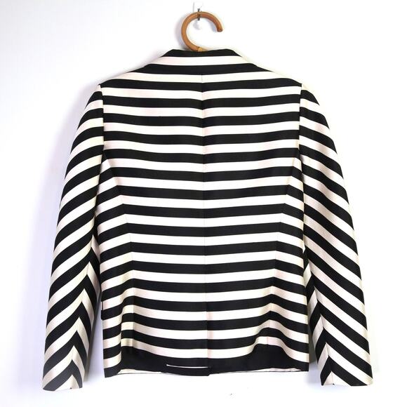 Vintage 90s black and white silk striped blazer jacket Rickie Freeman Size 8 - Picture 6 of 7